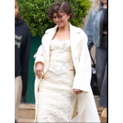 Zendaya Paris Off White Wool Coat